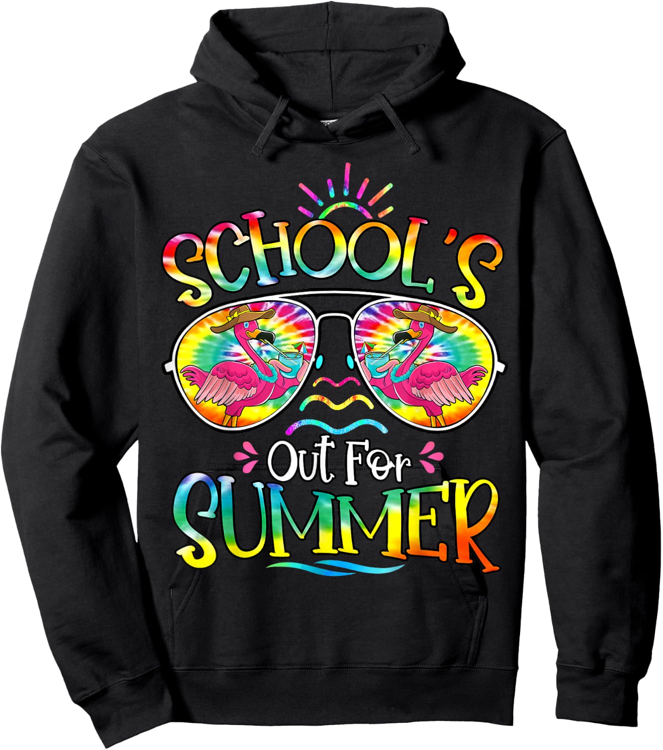 School's Out For Summer Last Day Of School Hello Flamingo Hoodie - Hoodie | Black
