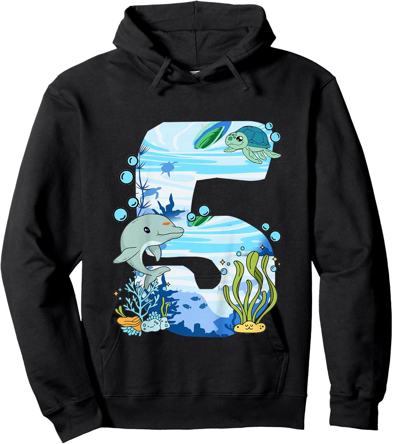 Unterwasser 5 Jahre Alt - Delfin Und Schildkröte 5. Hoodie - Hoodie | Black