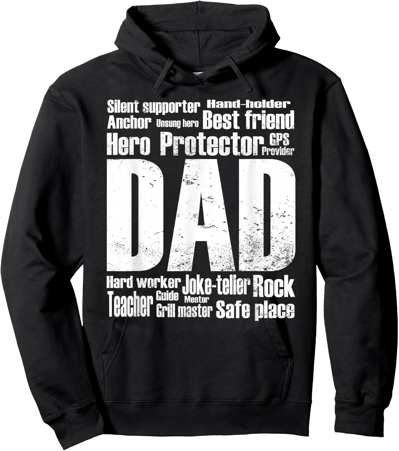 Funny Dad Meaning Word Collage Vintage Style Father's Day Hoodie - Hoodie | Black