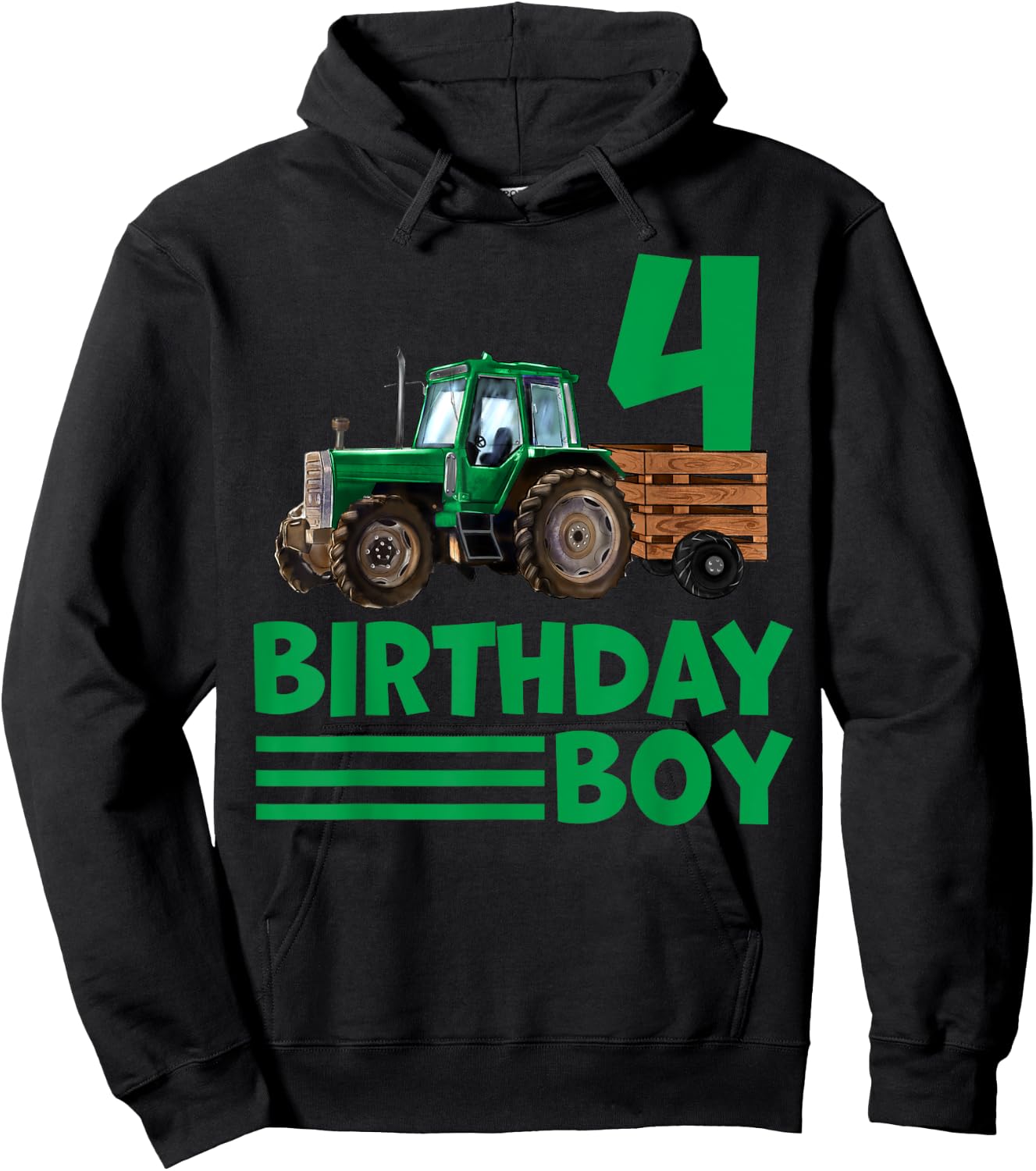 I'm 4 Years Old Farmer Tractor It's My 4th Birthday Boy Hoodie - Hoodie | Black