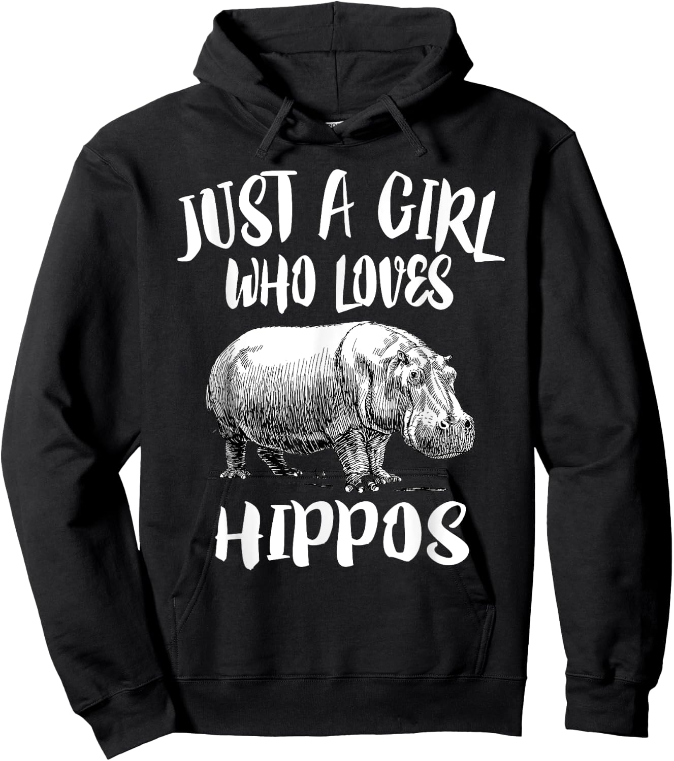 Just A Girl Who Loves Hippos Funny Animal Gift Hoodie - Hoodie | Black