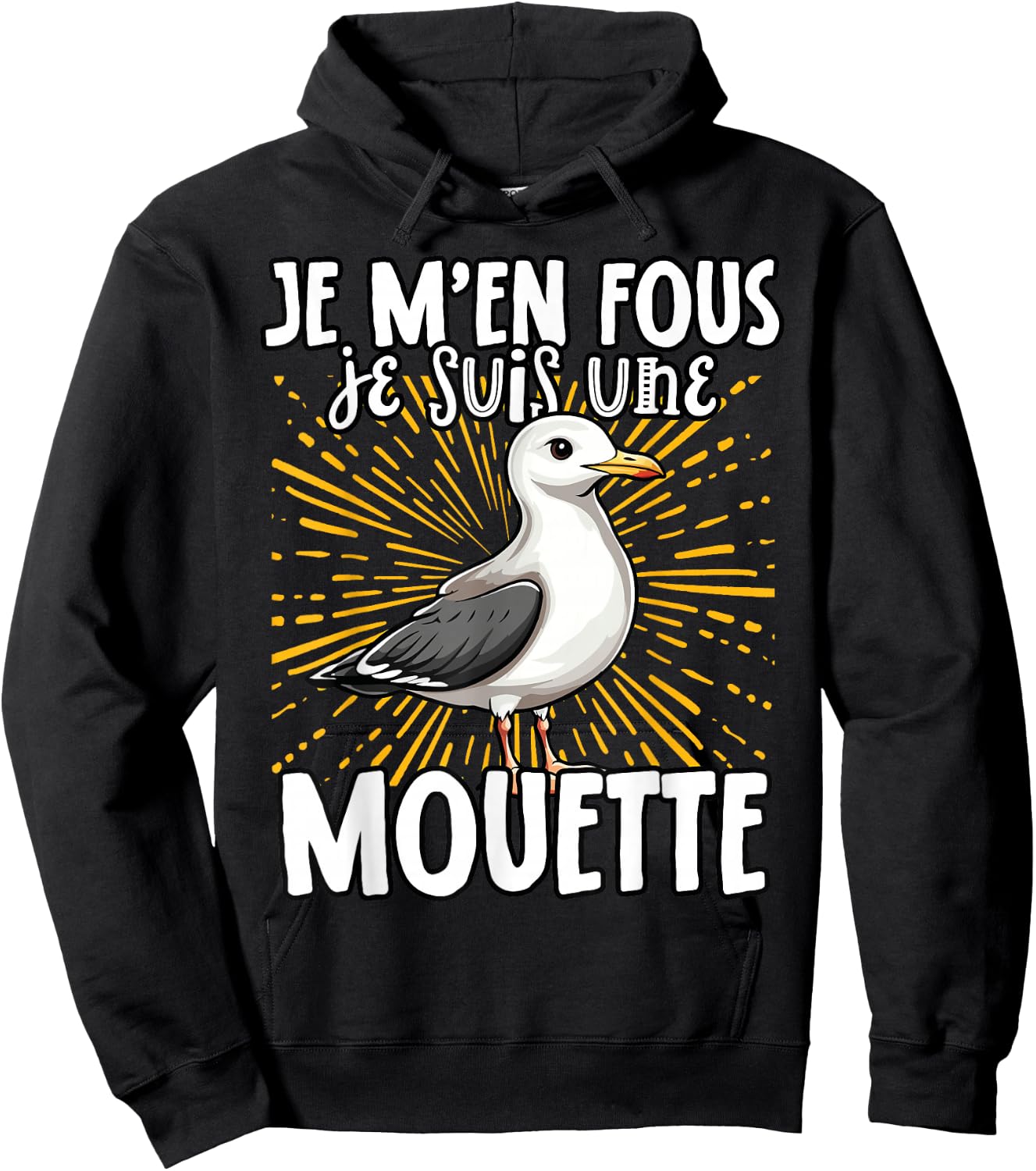 Je M'en Fous Je Suis Une Mouette Mignonne , Black, S Hoodie - Hoodie | Black