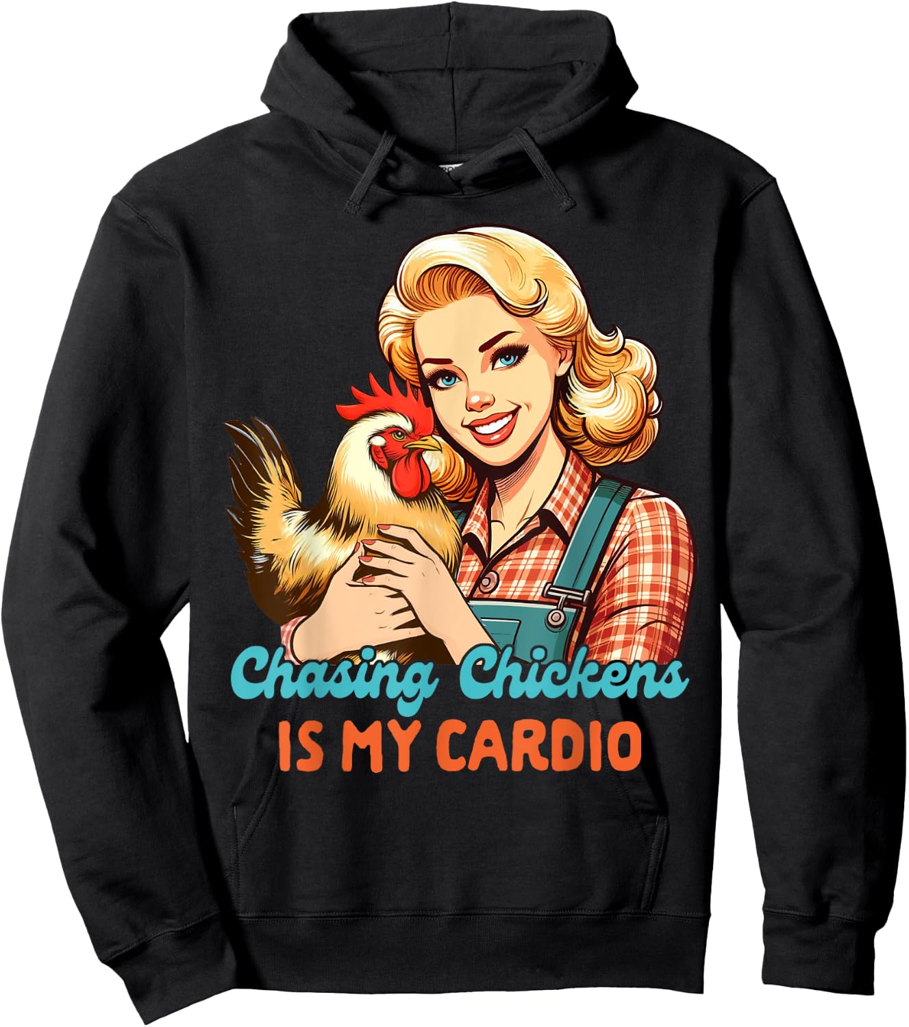 Chicken Mom Chicken Whisperer Chasing Chickens Is My Cardio Hoodie - Hoodie | Black