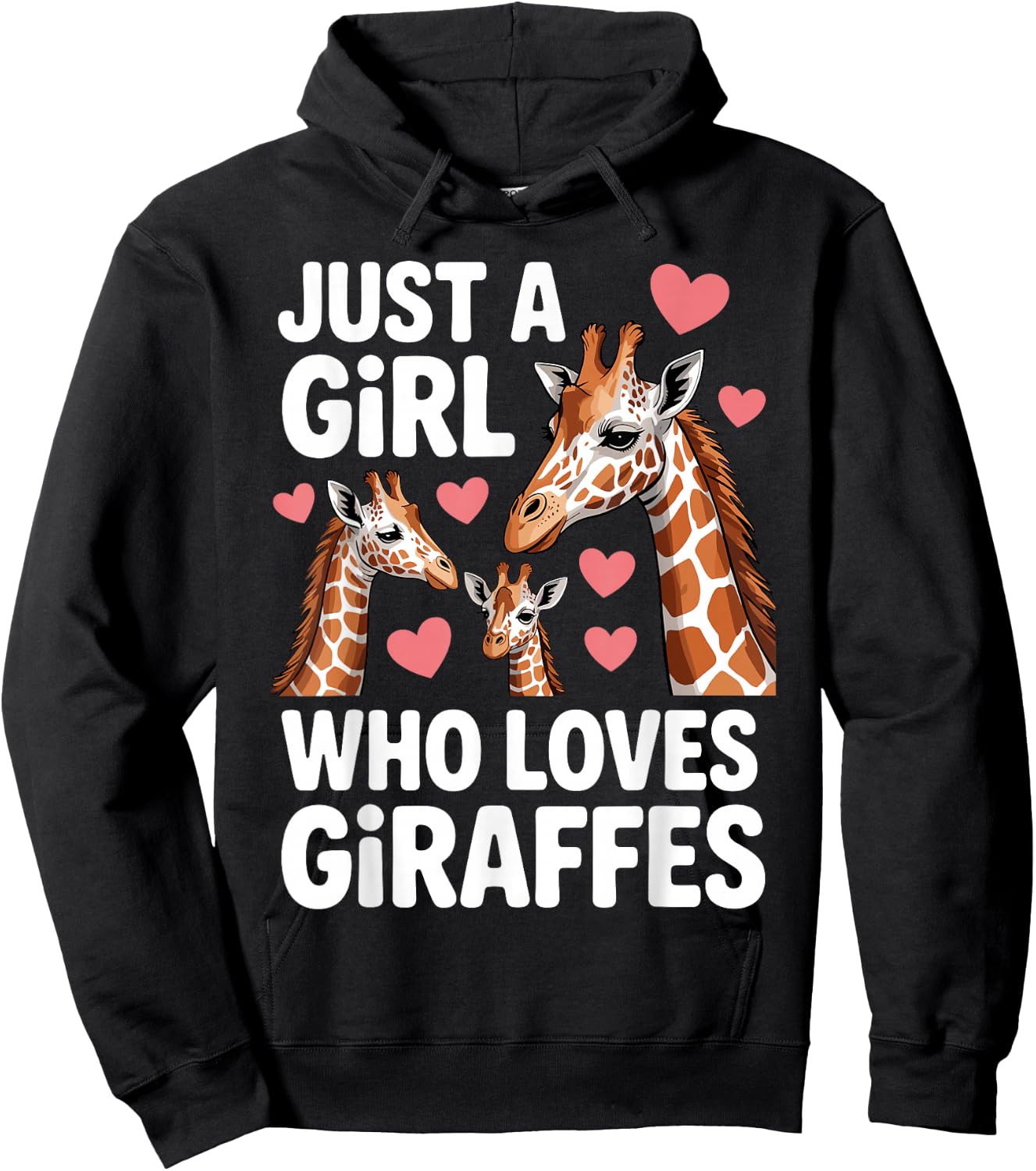 Funny Giraffe Design Girls Safari Giraffe Lovers Hoodie - Hoodie | Black