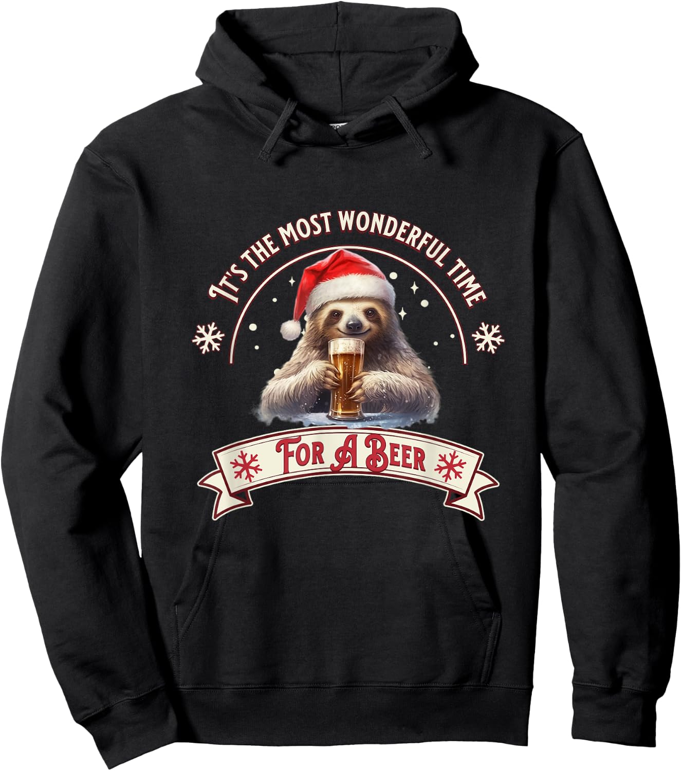 Its The Most Wonderful Time For A Beer Sloth Funny Chirstmas Hoodie - Hoodie | Black