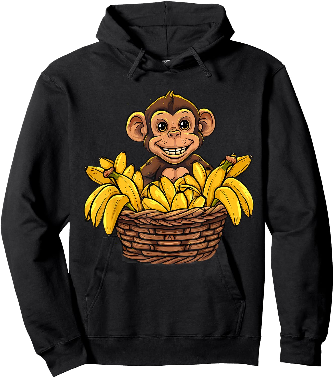 Banana Monkey Cute Monkey Artwork Bananas Fruit Nature Hoodie - Hoodie | Black