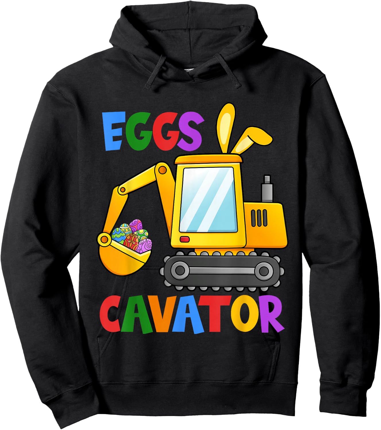Eggscavator Egg Hunting Kids Toddler Boys Excavator Easter Small Hoodie - Hoodie | Black