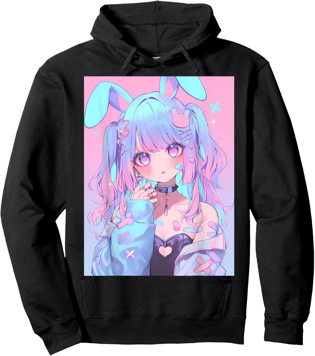 Kawaii Anime Bunny Rabbit Girl Manga Hoodie - Hoodie | Black