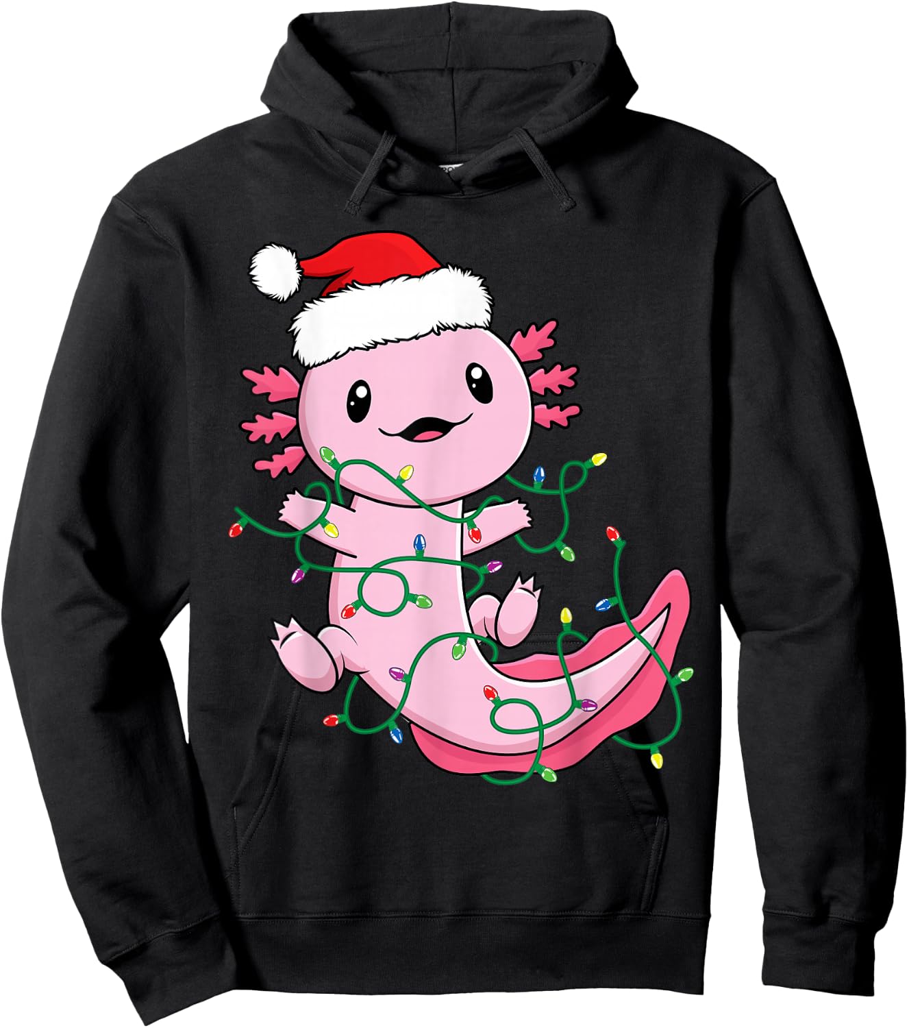 Funny Axolotl Toddler Kids Boys Christmas Xmas Lights Hoodie - Hoodie | Black