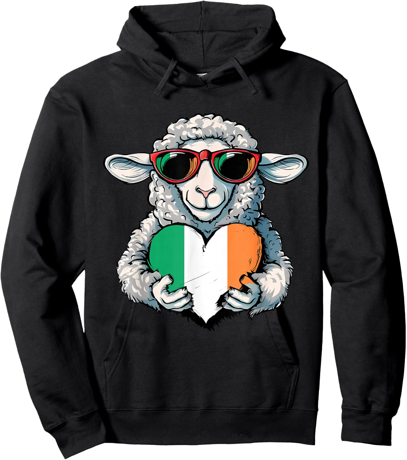 Irish Flag Ireland Heart Sheep Irish Roots Irish Pride Hoodie - Hoodie | Black