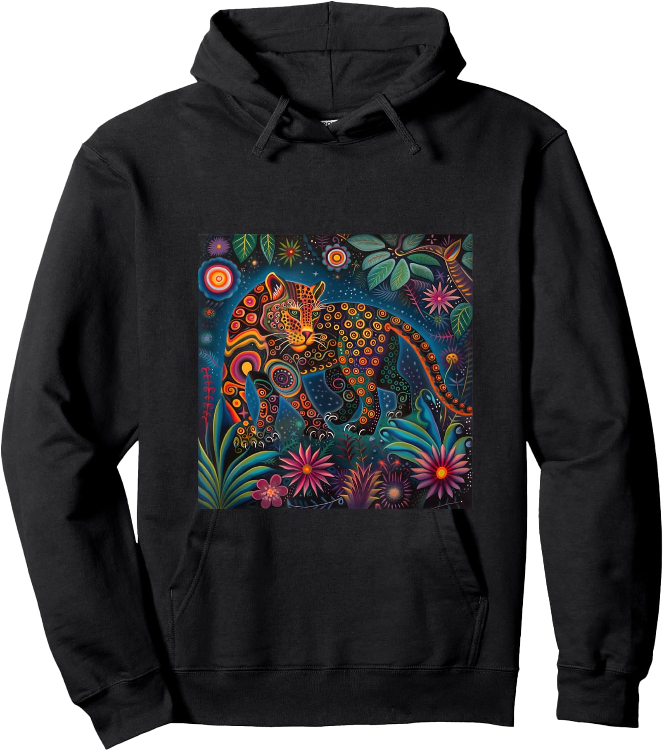 Jaguar Head Huichol Art Mexico Aztec Mayas Hoodie - Hoodie | Black
