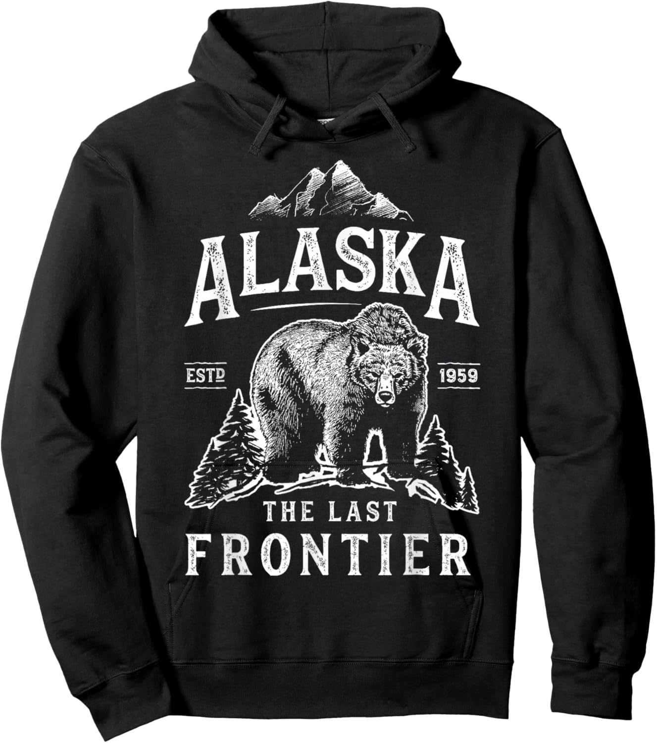 Alaska T Shirt The Last Frontier Bear Home Men Women Gifts Hoodie - Hoodie | Black