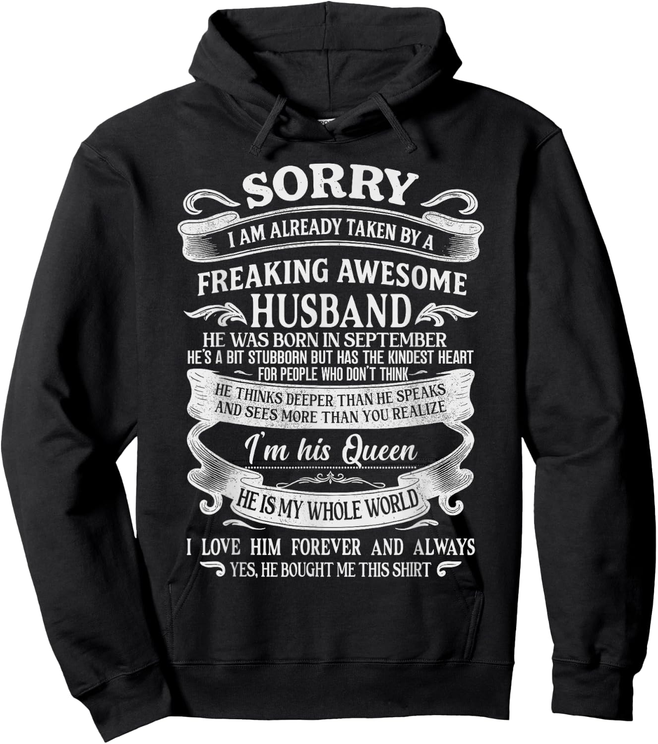 I'm Taken by a Freaking Awesome Husband Born in September Hoodie - Hoodie | Black