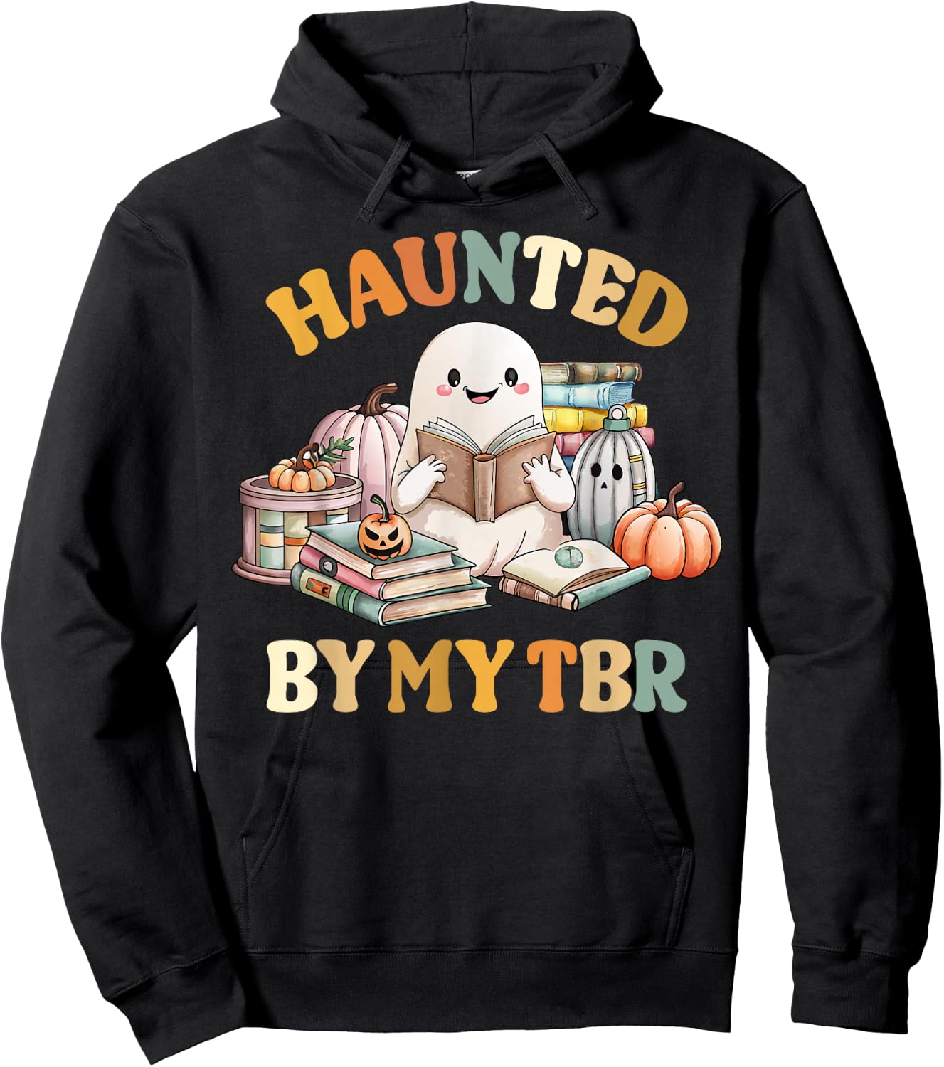 Haunted By My TBR Halloween Boo Book Lover Reading Teacher Hoodie - Hoodie | Black