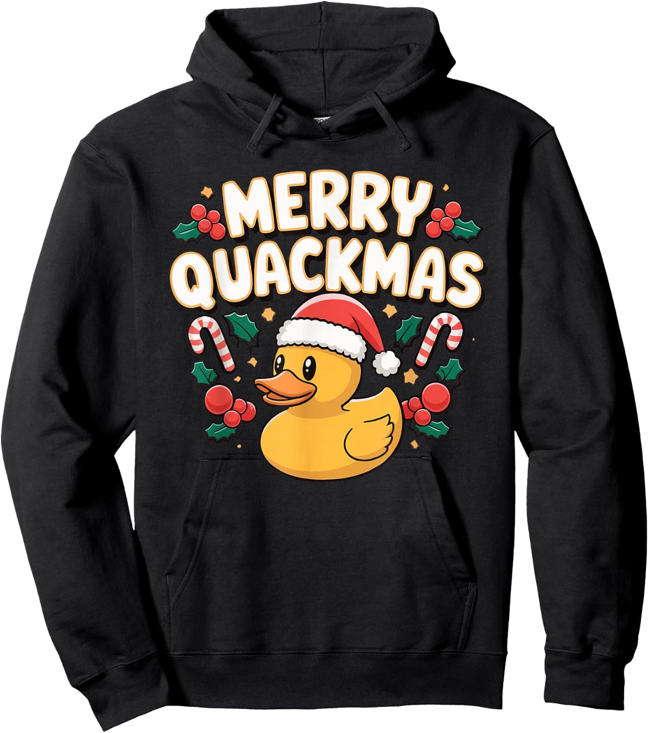 Merry Quackmas Christmas Rubber Duck Hoodie - Hoodie | Black