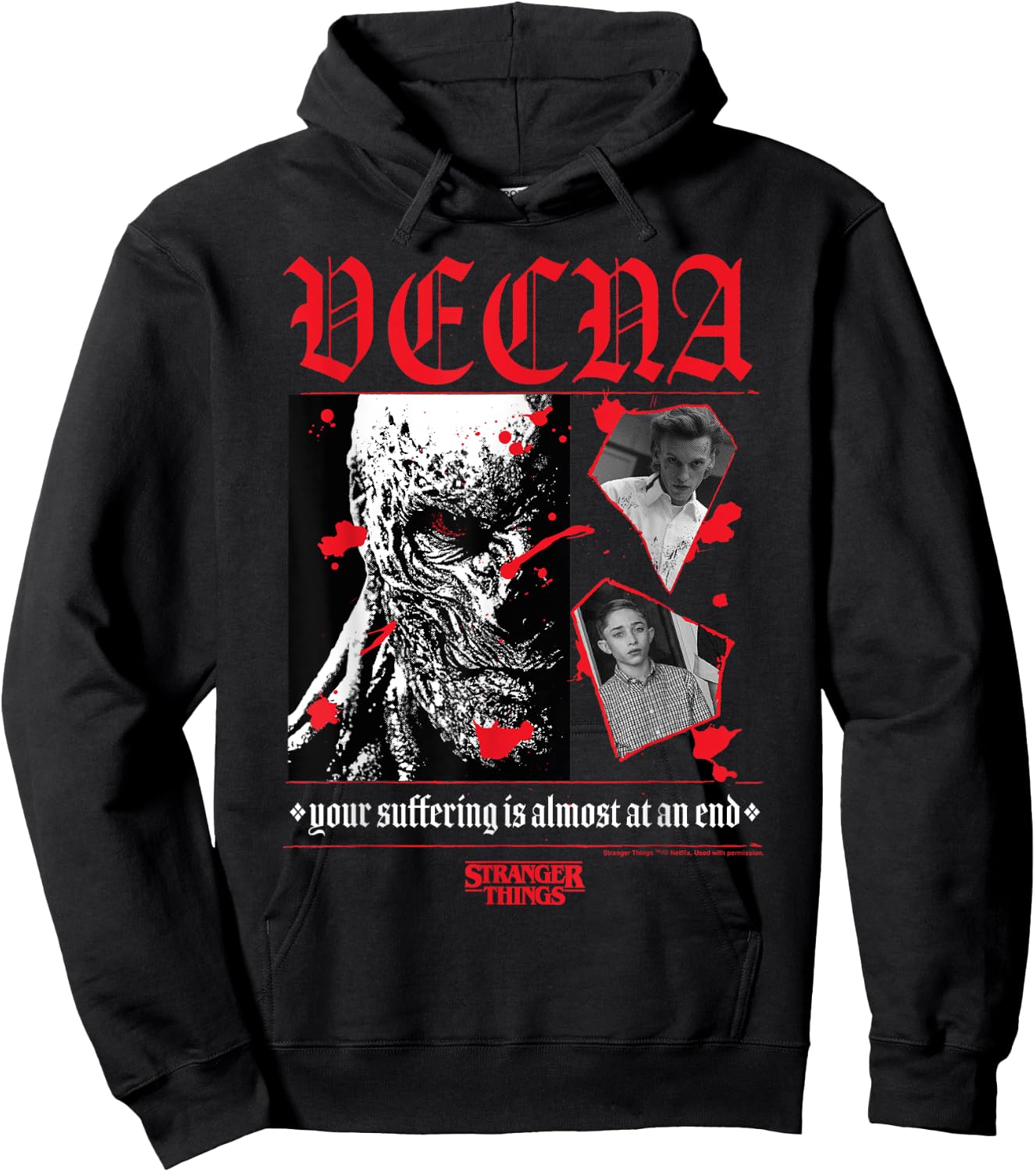Stranger Things Vecna Henry Creel Gothic Suffering Quote , black Hoodie - Hoodie | Black