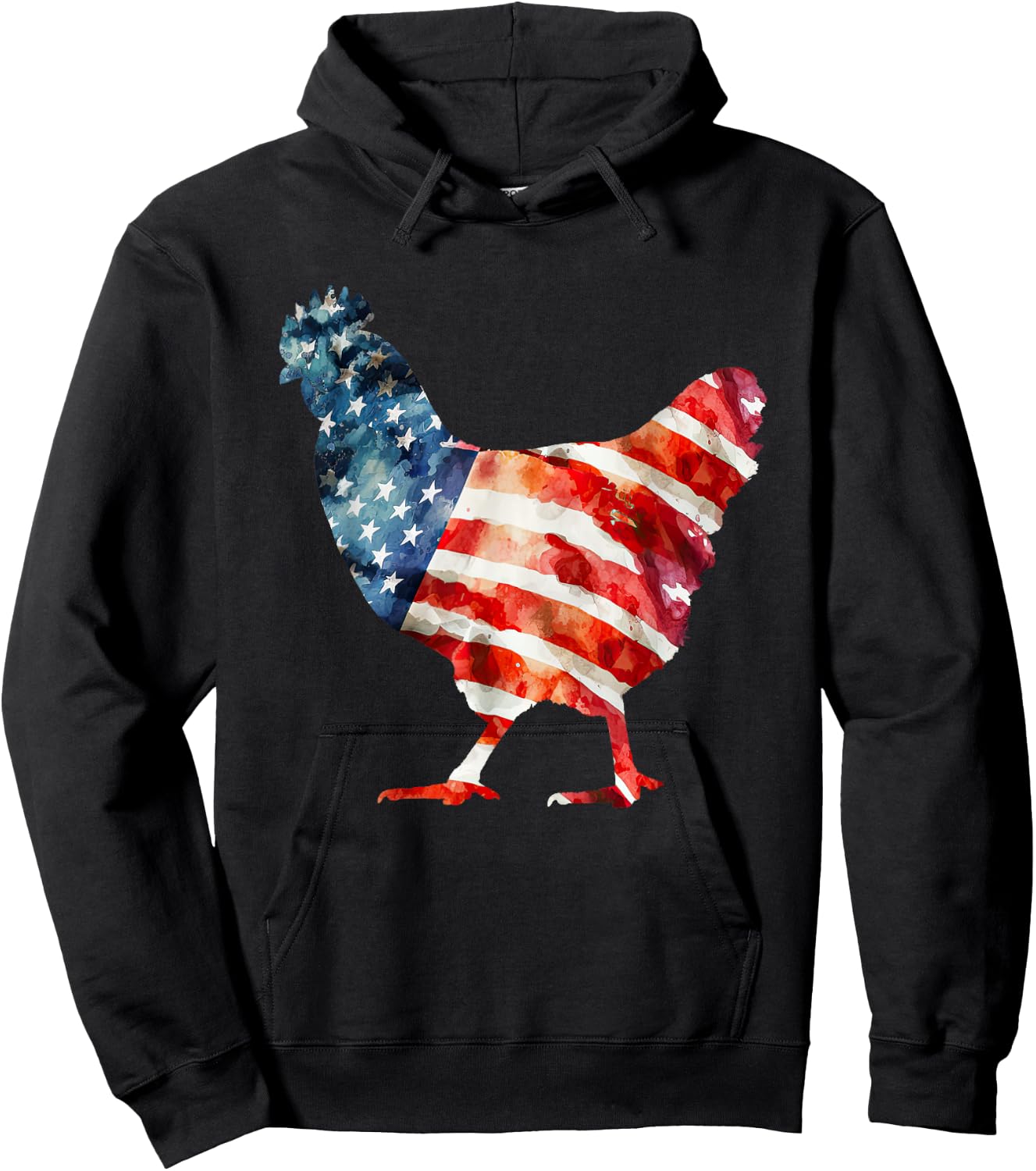 USA Chicken 4th of July Chicken American Flag Kids Men Hoodie - Hoodie | Black