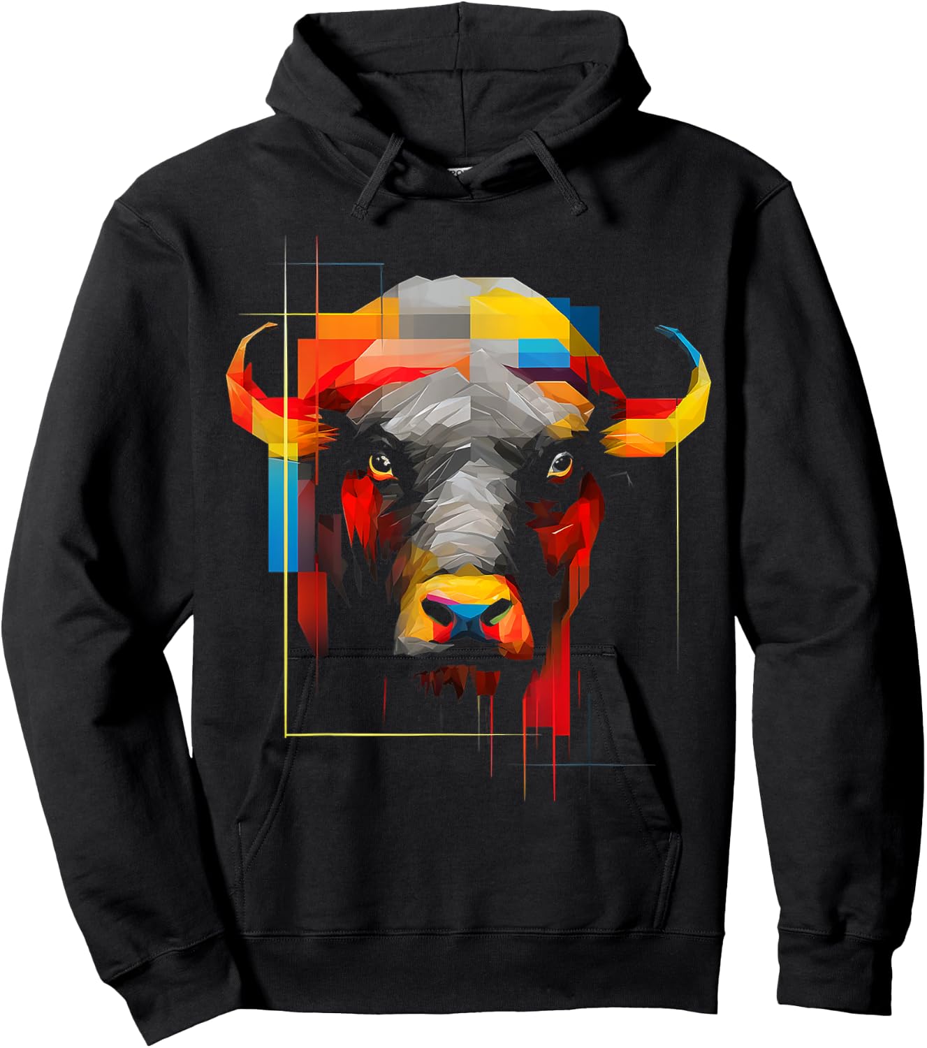 Colorful Bull Animal Zoo Art Bull Hoodie - Hoodie | Black