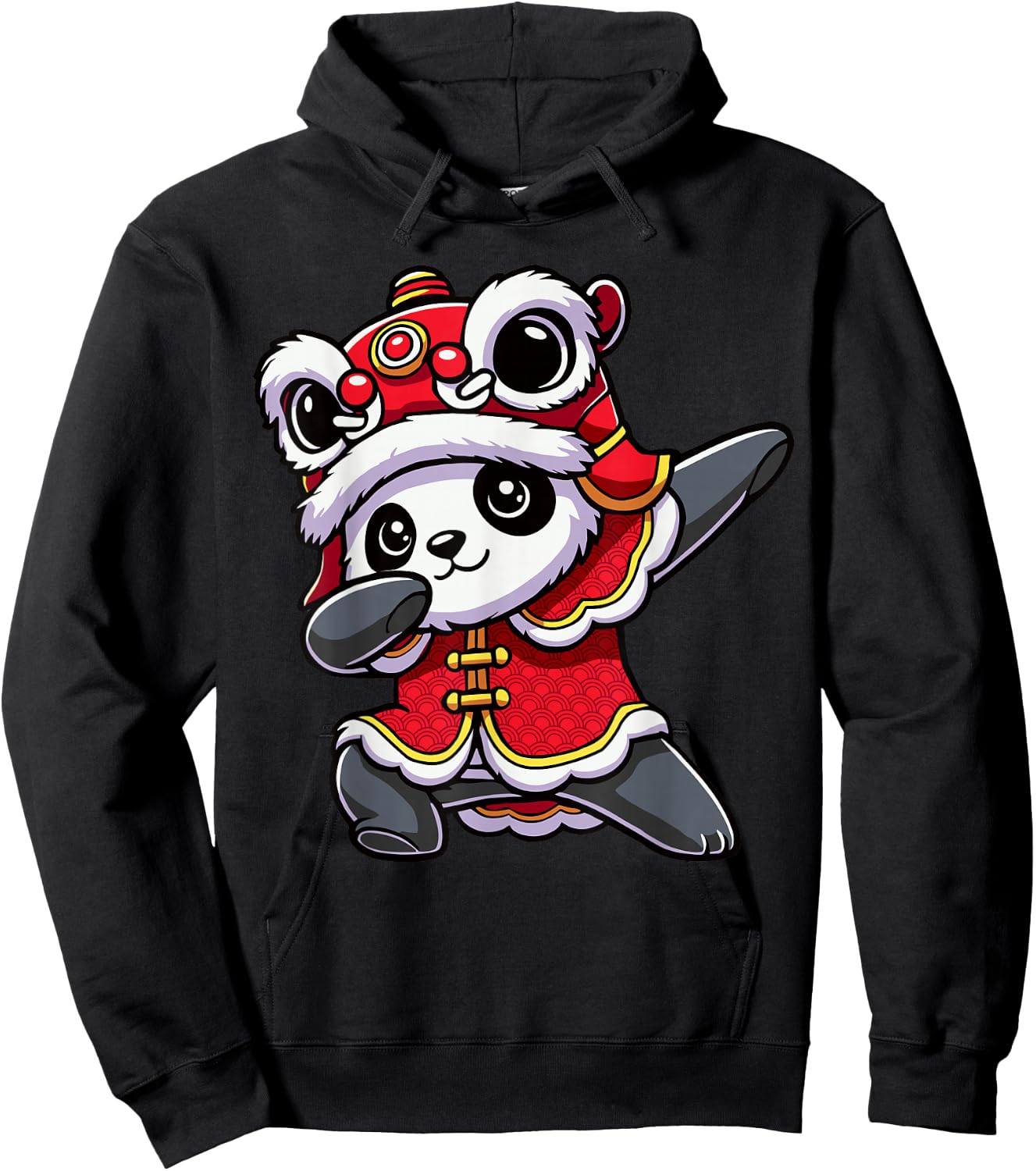 Chinese Lunar New Year 2026 Dabbing Panda Lion Dance Hoodie - Hoodie | Black