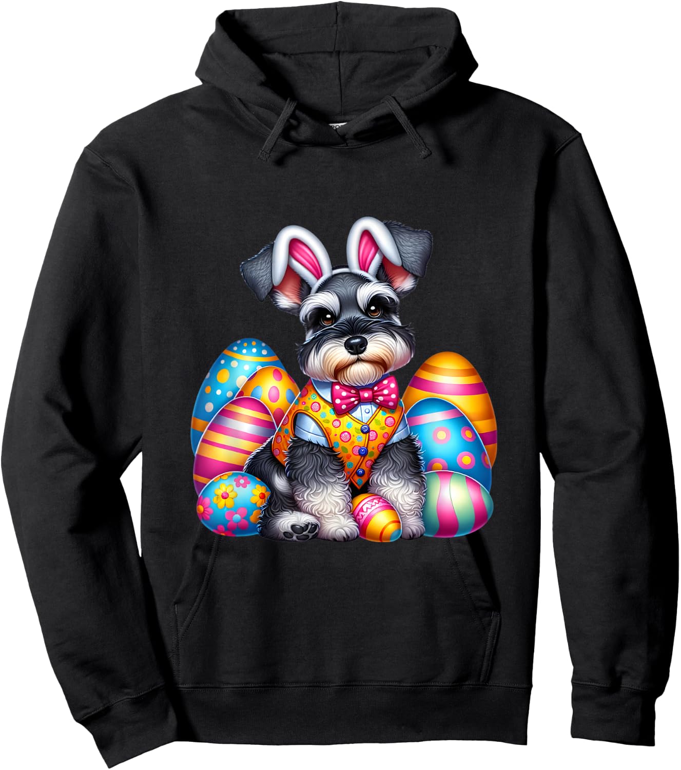 Funny Easter Day Miniature Schnauzer Bunny Costume Hoodie - Hoodie | Black