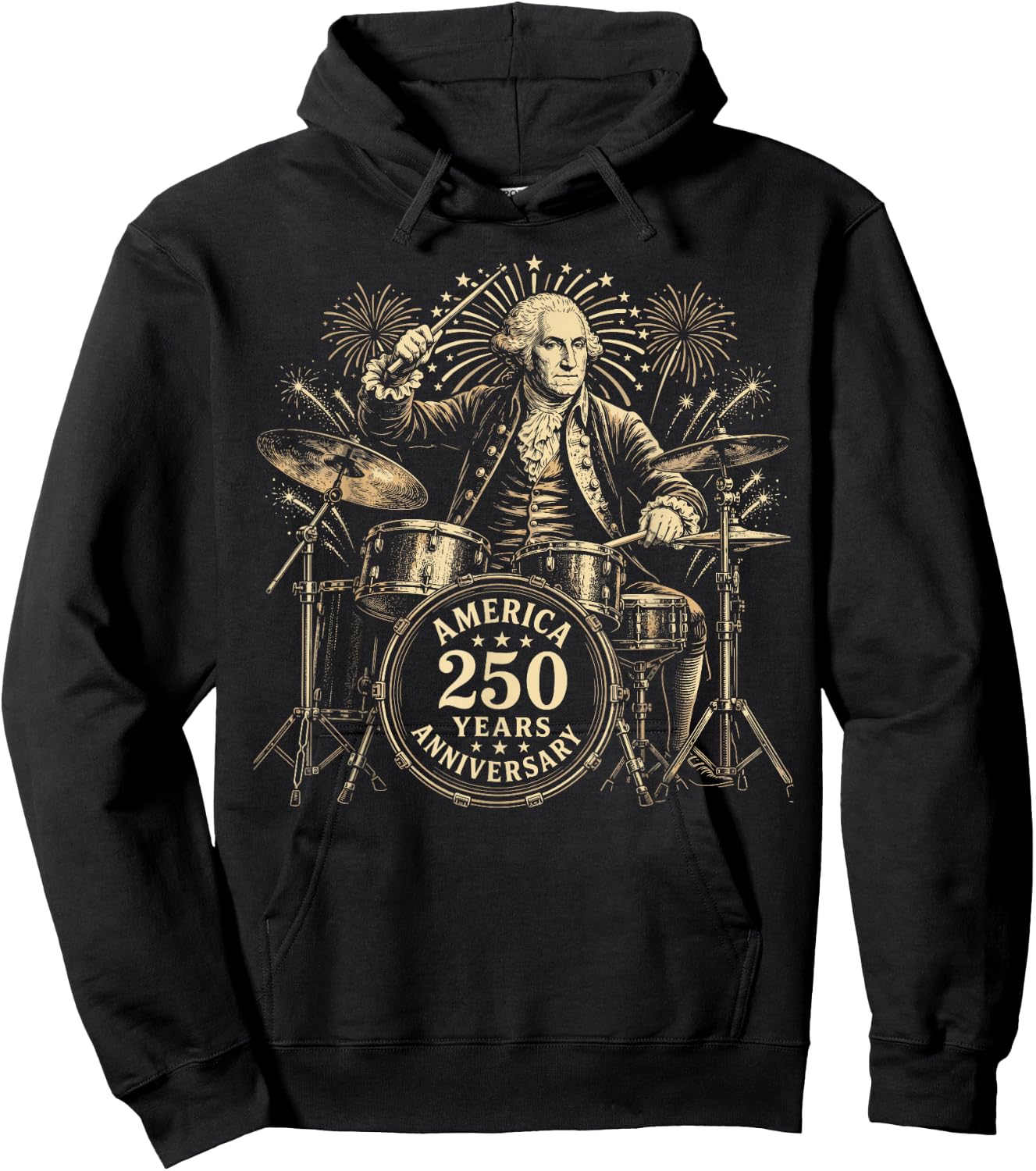 George America 250 Years Anniversary Drummer 4th of July Hoodie - Hoodie | Black