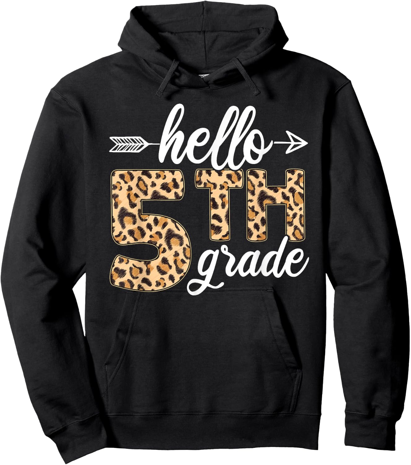 Hello 5th Fifth Grade Leopard Back To School Teacher Student Hoodie - Hoodie | Black