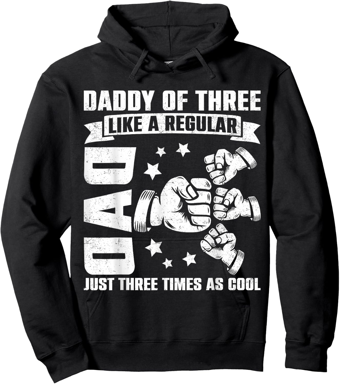 Daddy of Three Family Matching Funny Father's Day Dad Dada Hoodie - Hoodie | Black