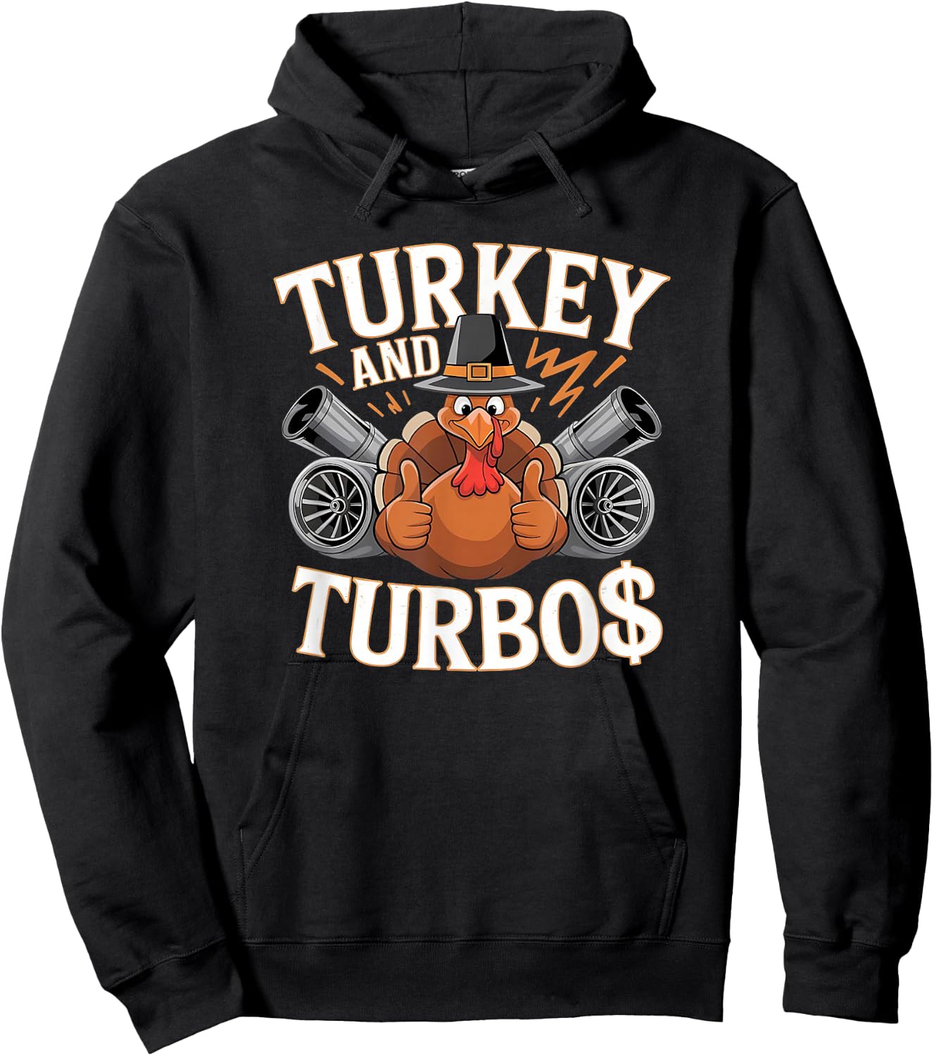 Turkey Turbo Power Apparel Funny Thanksgiving Car Lovers Hoodie - Hoodie | Black