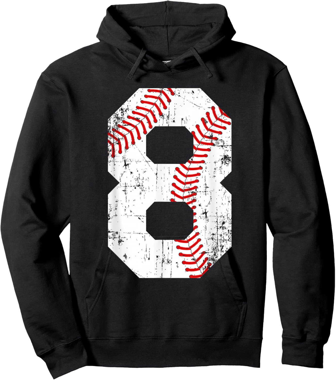 Vintage Baseball 8 Jersey Number Hoodie - Hoodie | Black