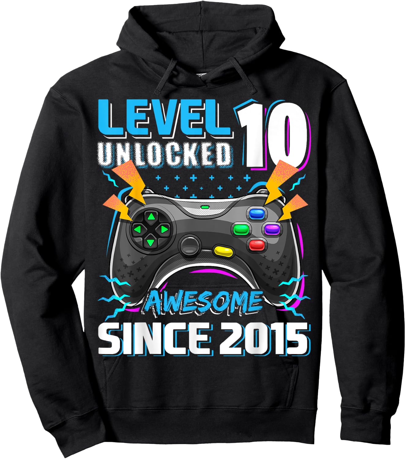 10th Birthday Boy Level 10 Gamer 10 Year Video Game Party Hoodie - Hoodie | Black