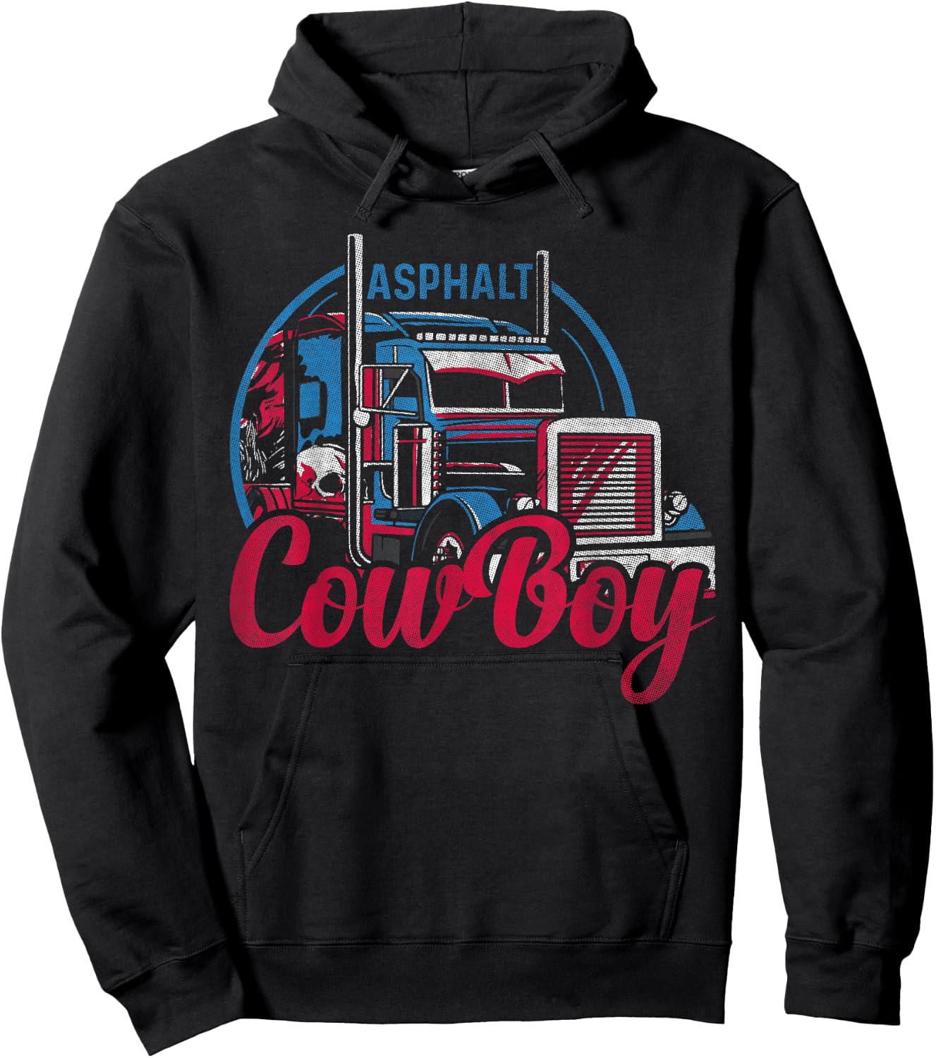 Asphalt Cowboy Cool Truck Driver Design Trucker Hoodie - Hoodie | Black