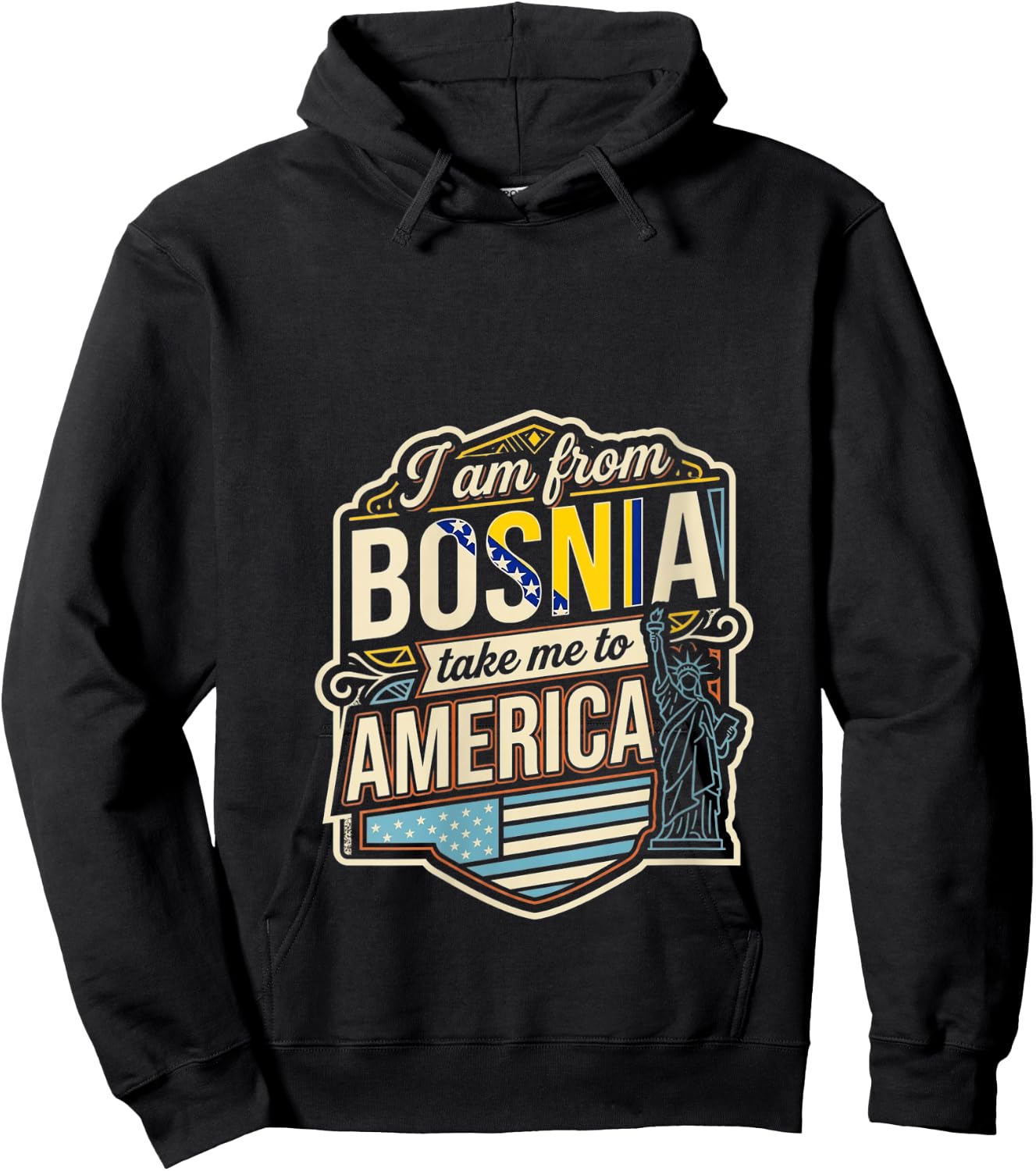 Women's I Am from Bosnia Take Me to America V-Neck Hoodie - Hoodie | Black