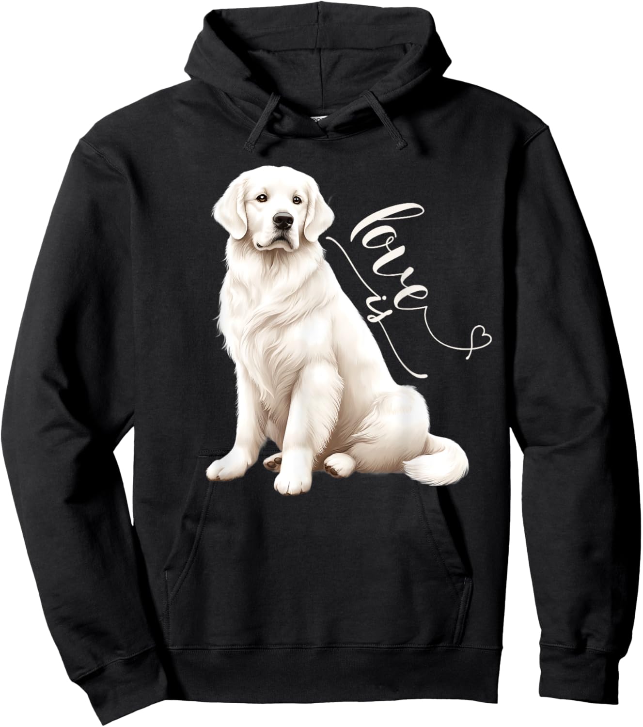 English Cream Golden Retriever Gifts, Cute White Puppy Love Hoodie - Hoodie | Black