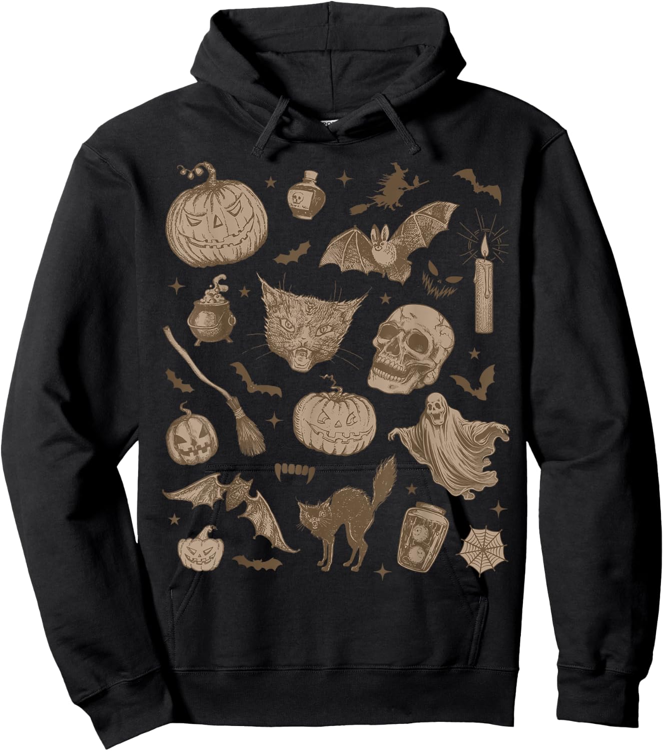 Halloween Vintage 90s Aesthetic Cute Witchy Retro Graphic Hoodie - Hoodie | Black