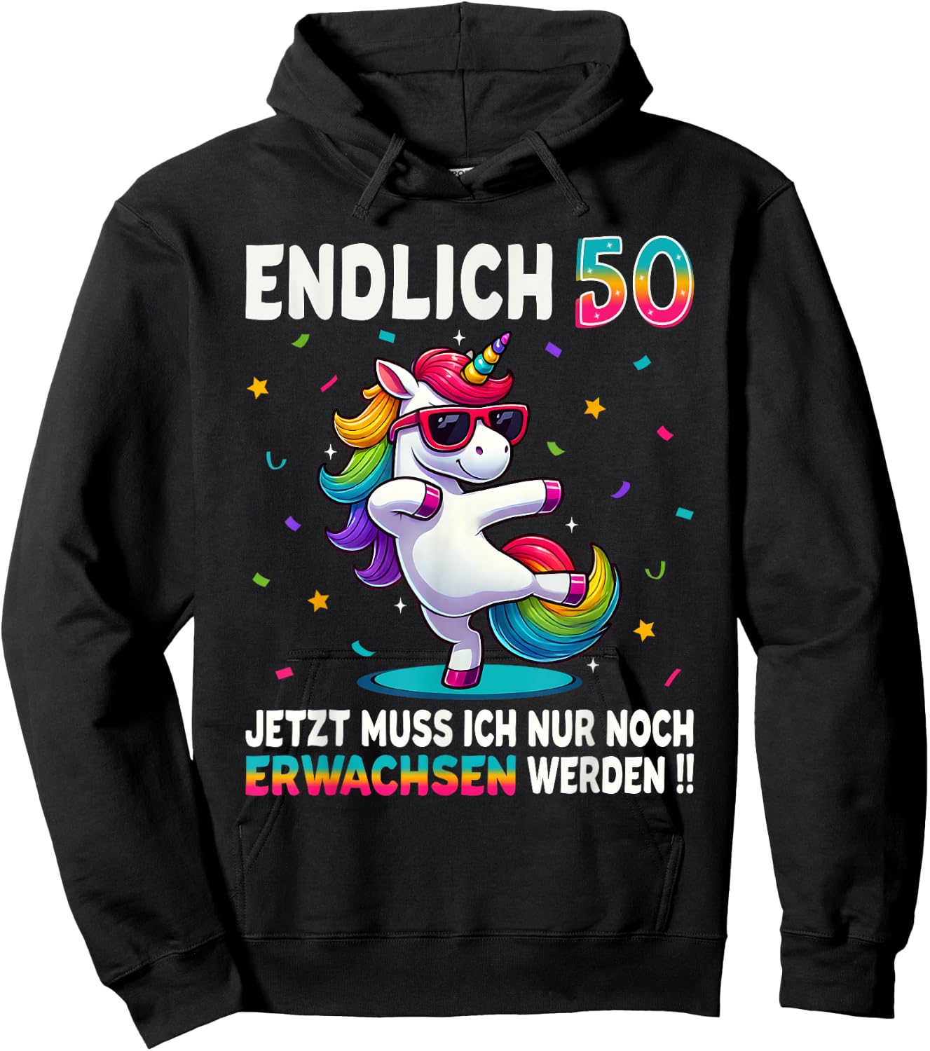 50th Birthday Gifts Woman Man Party Outfit Unicorn , black Hoodie - Hoodie | Black