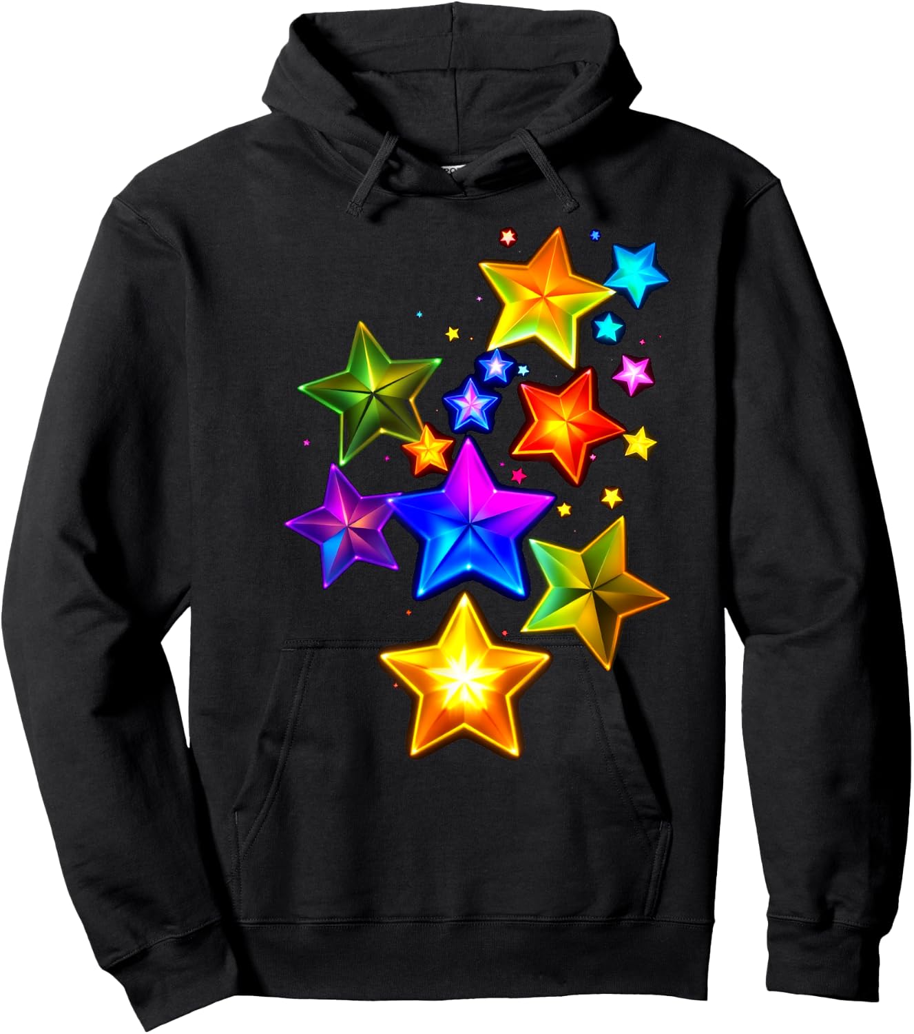 Lebendige Bunte Sterne Hoodie - Hoodie | Black