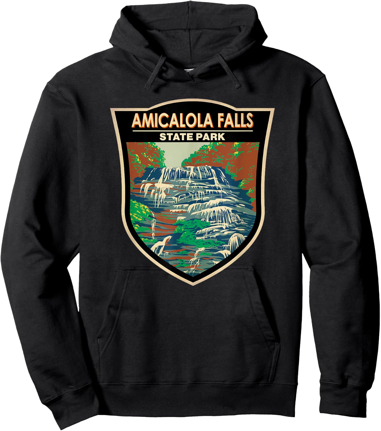 Amicalola Falls State Park Georgia Badge Vintage Hoodie - Hoodie | Black