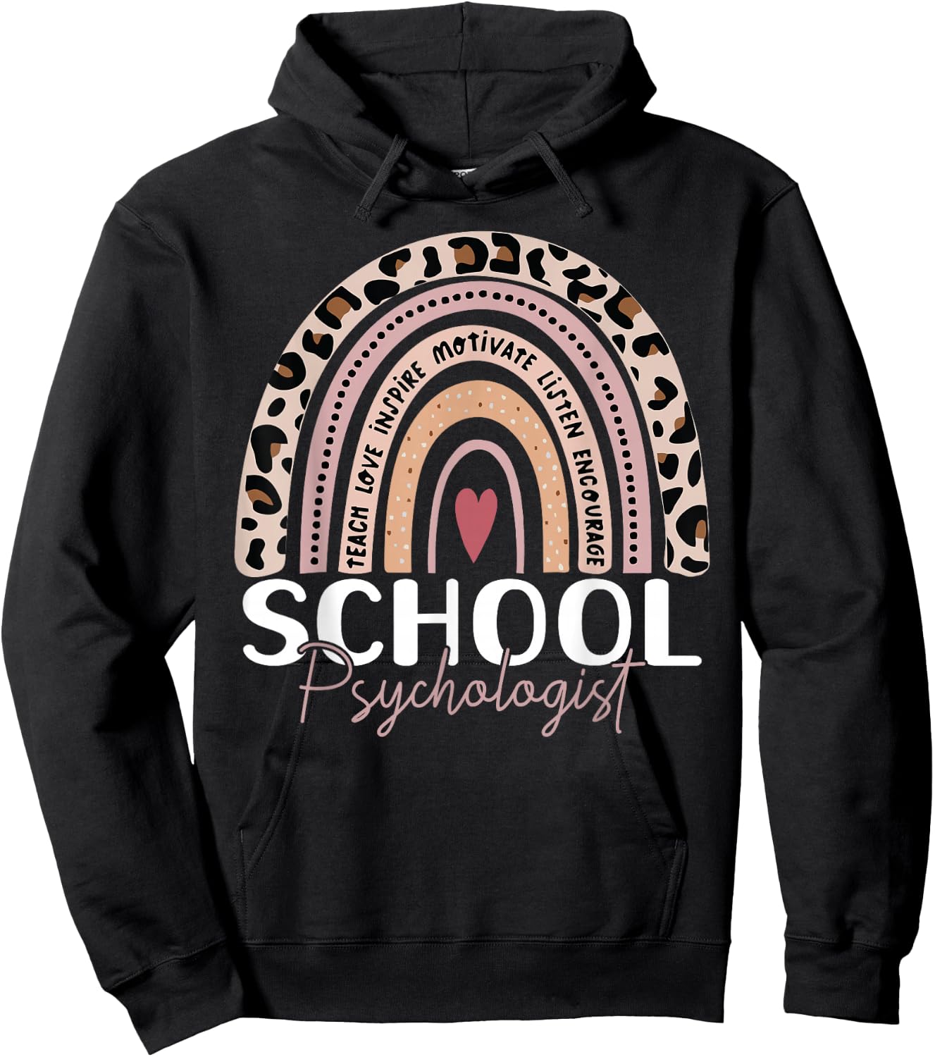 School Psych teacher School Psychologist leopard rainbow Hoodie - Hoodie | Black
