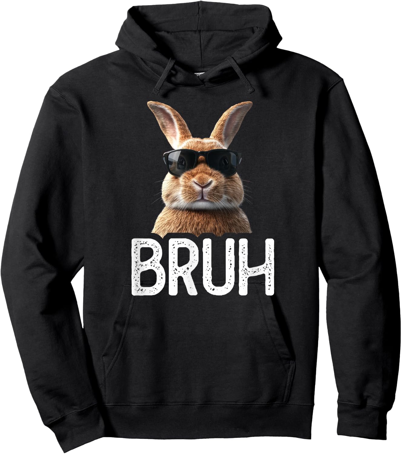 Bruh Rabbit | Funny Rabbit Lover | Easter Meme Hoodie - Hoodie | Black