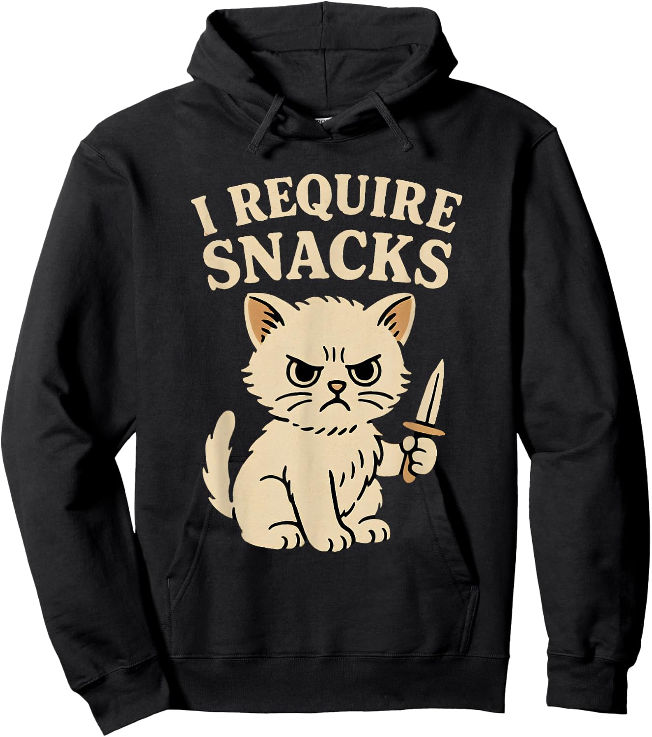 I Require Snacks Funny Teen Girls Boys Cat Meme Novelty Hoodie - Hoodie | Black