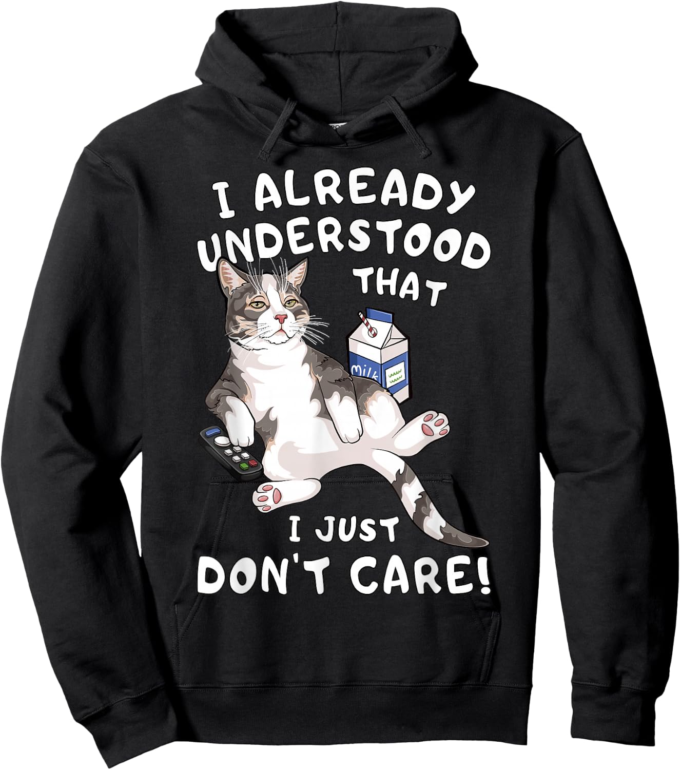 Funny Lazy Cat I Just Don't Care Indifference Hoodie - Hoodie | Black