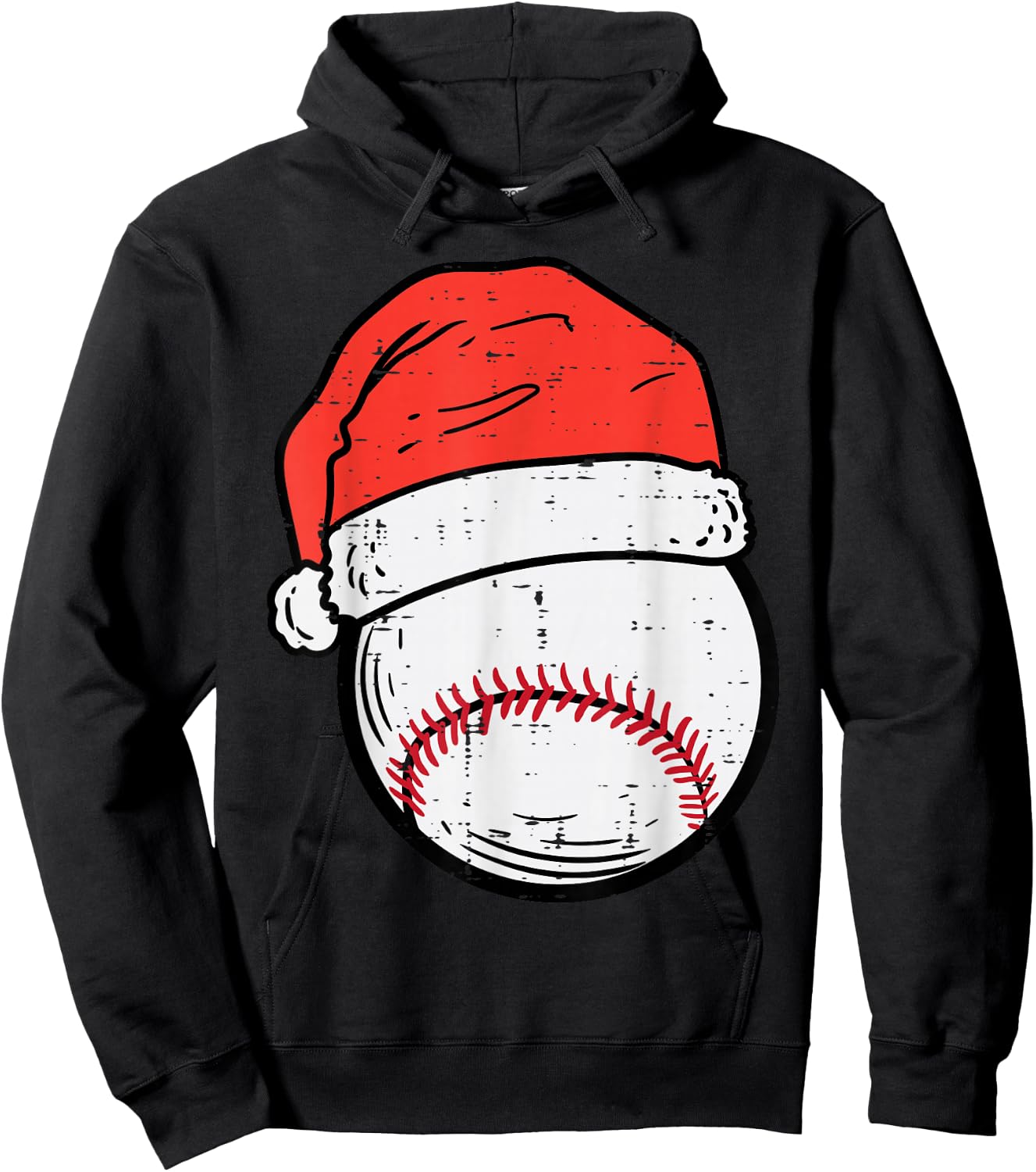 Baseball Santa Hat Sports Christmas Xmas Boys Men Hoodie - Hoodie | Black
