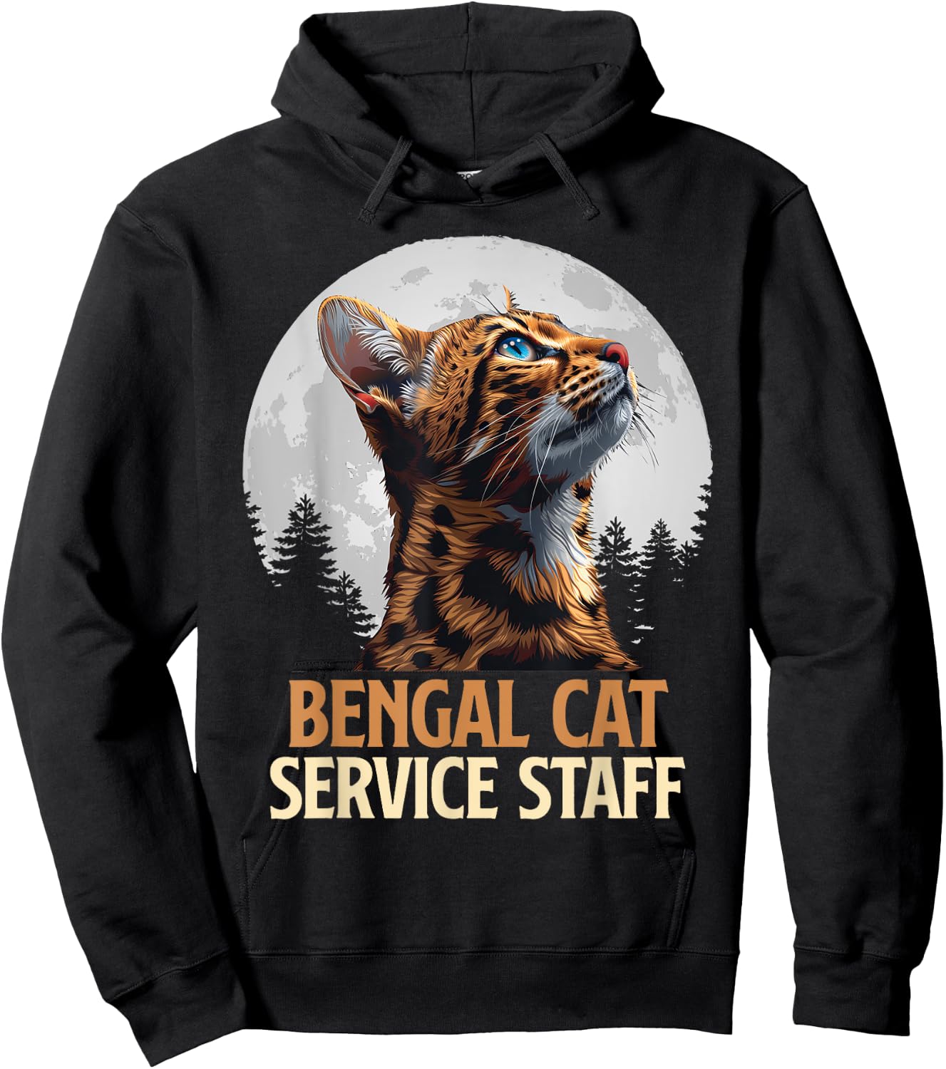 BENGAL CATS SERVICE STAFF Vintage Funny Bengal Cat Hoodie - Hoodie | Black