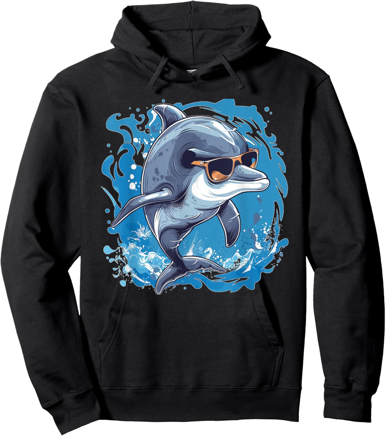 Nice Dolphin with awesome Sunglasses Outfit Hoodie - Hoodie | Black
