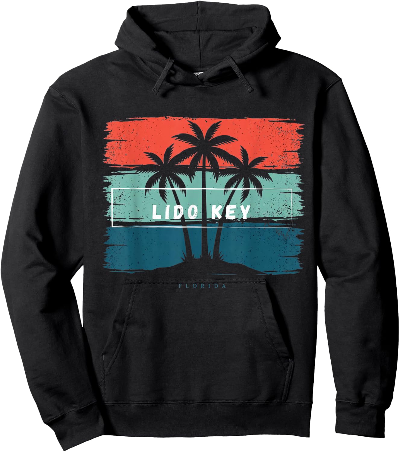 Vintage Lido Key Florida Summer Beach Palm Tree Sunset Trip Hoodie - Hoodie | Black