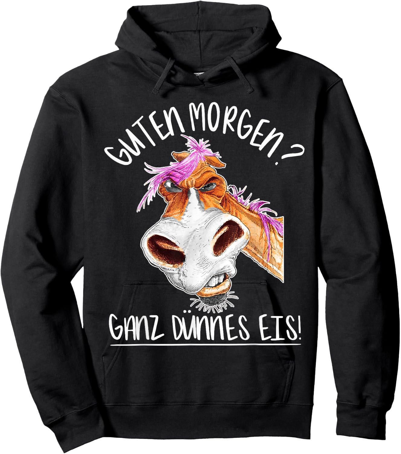 Guten Morgen Ganz Dünnes Eis I Lustiges Pferd Reiterin Hoodie - Hoodie | Black