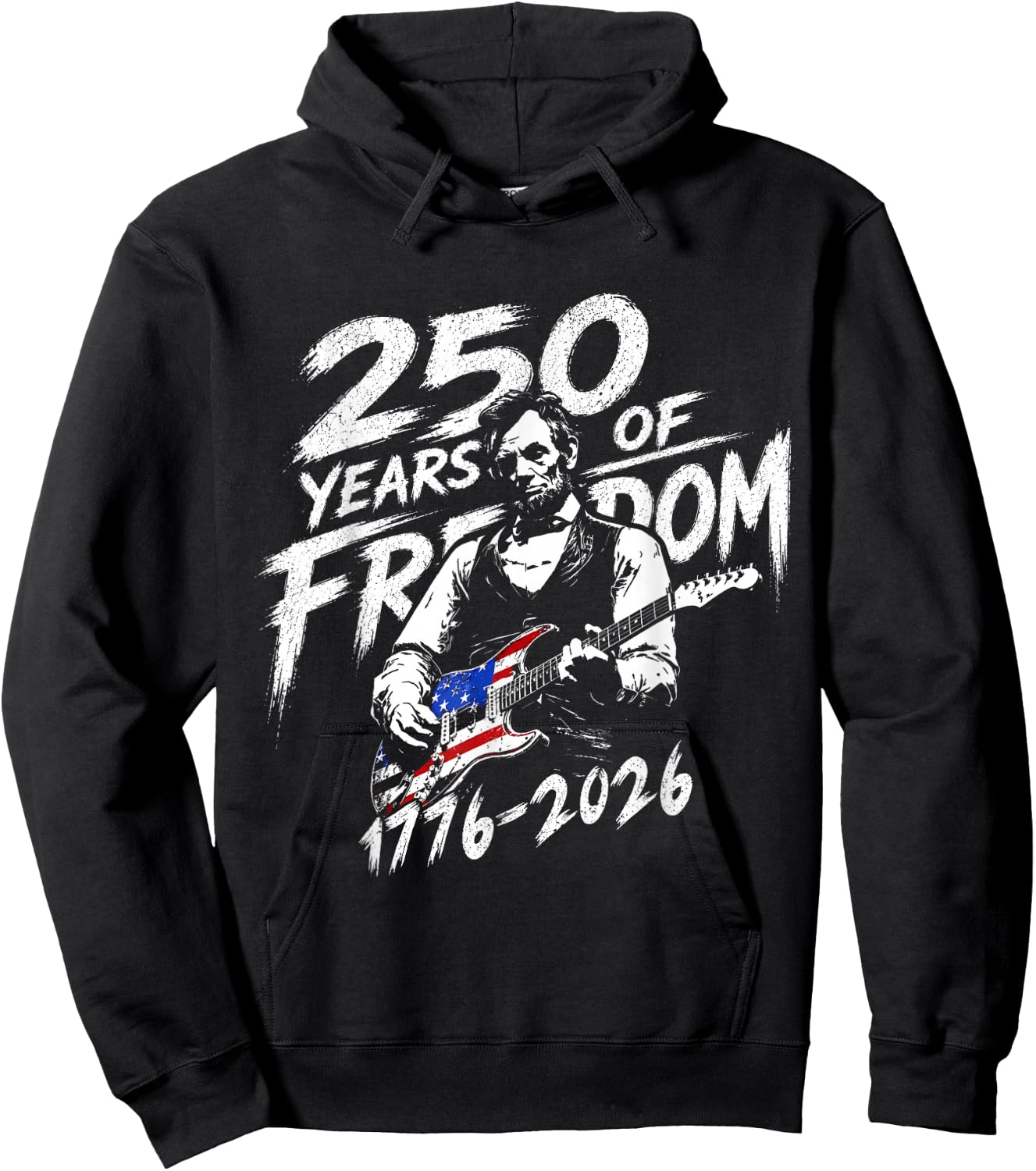 Vintage Abraham Lincoln Abe Lincoln Playing Guitar 250 Years Hoodie - Hoodie | Black