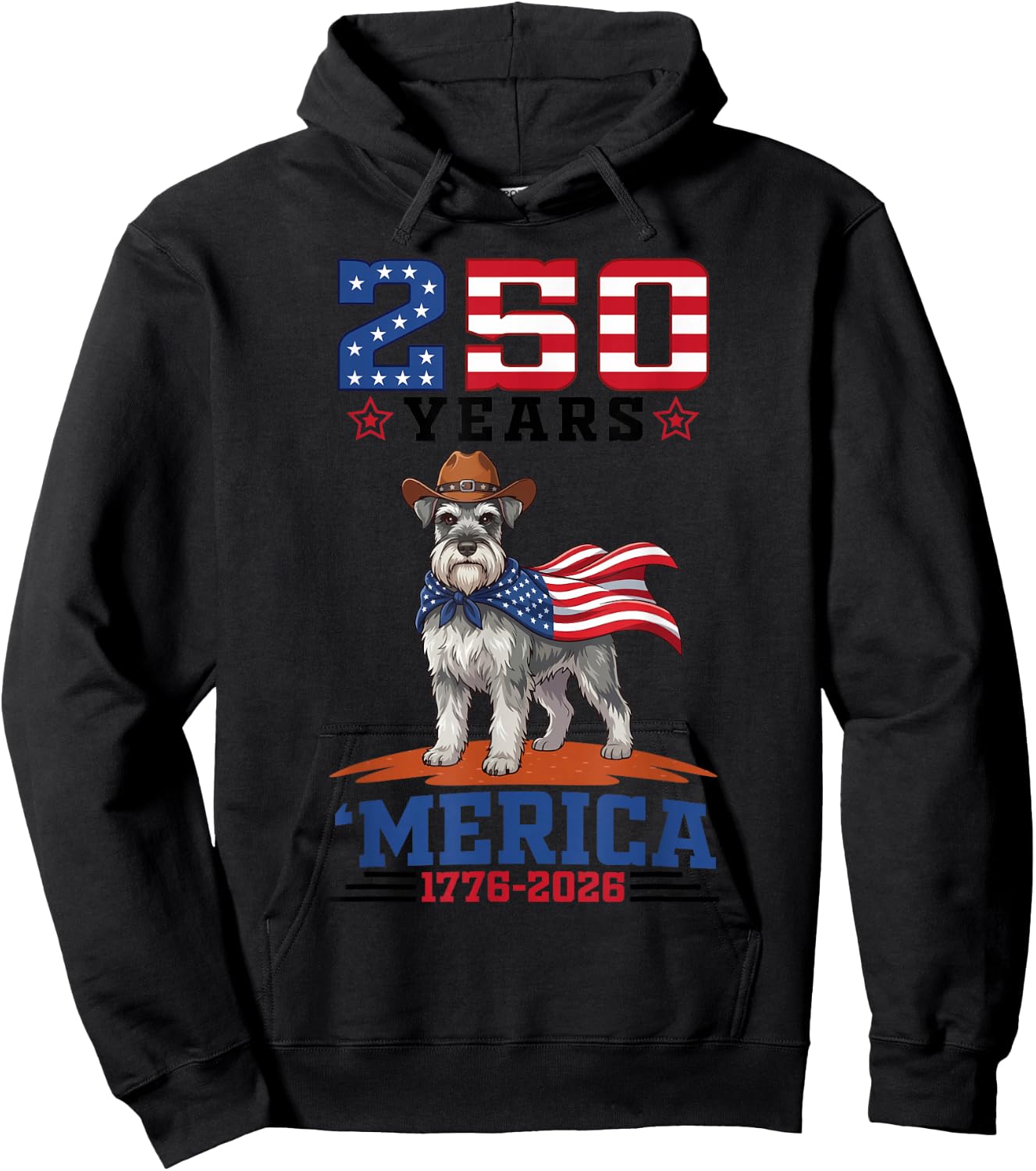 America Turns 250 Yrs 1776 to 2026 Miniature Schnauzer Dog Hoodie - Hoodie | Black