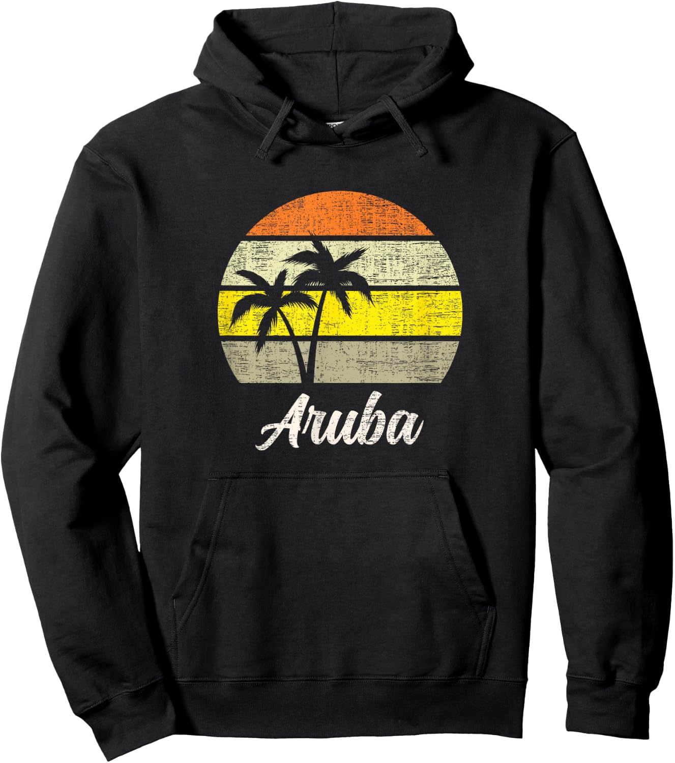Vintage Aruba Caribbean 70s Retro Beach Surf Love Aruba Hoodie - Hoodie | Black
