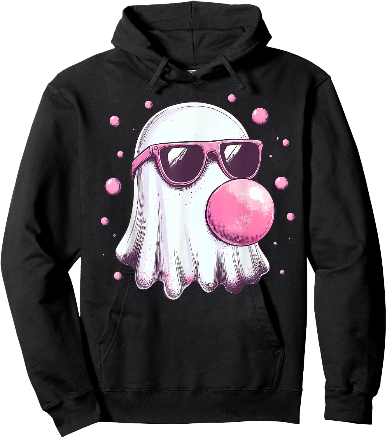 Cute Pink Ghost Bubble Gum Halloween Costume Women Kids Hoodie - Hoodie | Black